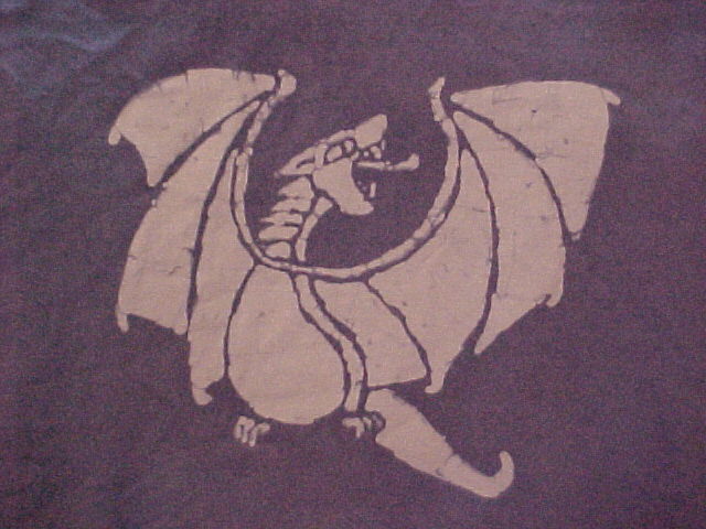 This is a batik tee shirt that&nbsp; I made using beeswax as a resist.